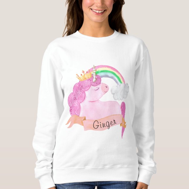 Moletom Nome Personalizado do 🌈 Rainbow Unicorn    (Frente)