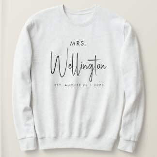 Moletom Nome Personalizado do Script Preto Bridal Recém-ca