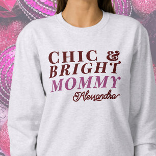 Moletom Nome Personalizado Mamãe Brilhante Chic Tipografia