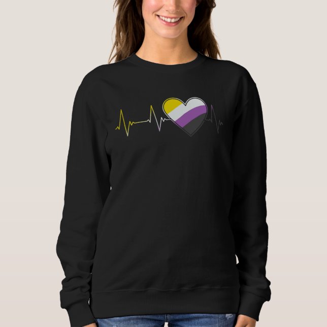 Moletom Non Binary Heartbeat Pride Month   Nonbinary EKG P (Frente)