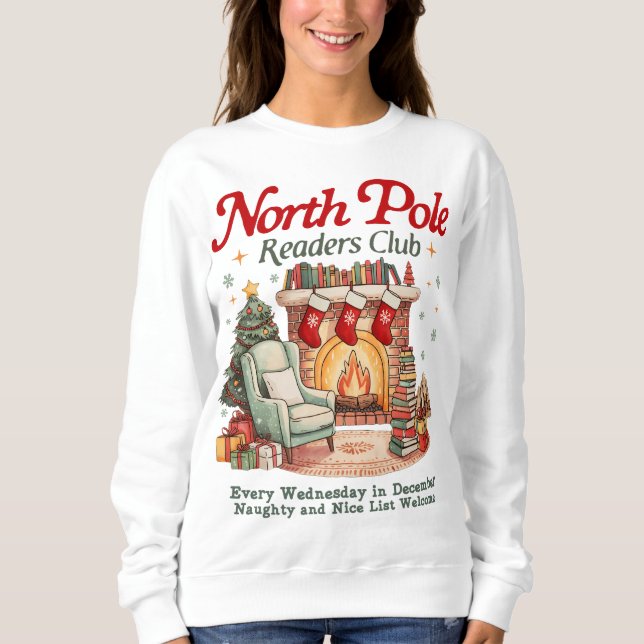 Moletom North Pole Readers Club Book Lover Christmas (Frente)