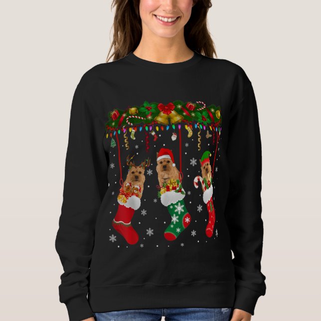 Moletom Norwich Terrier in Sock Xmas Reindeer Papais noeis (Frente)