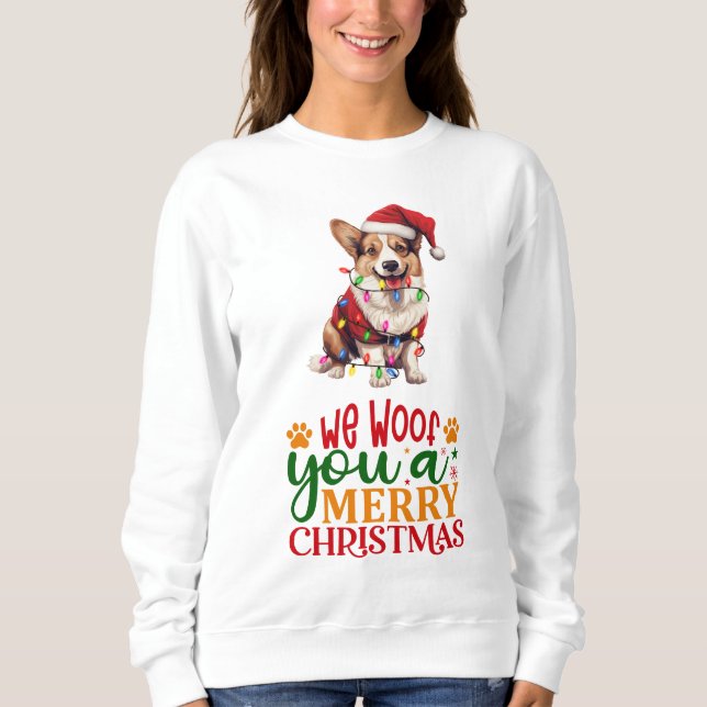 Moletom Nós lhe damos um Feliz Natal Corgi (Frente)