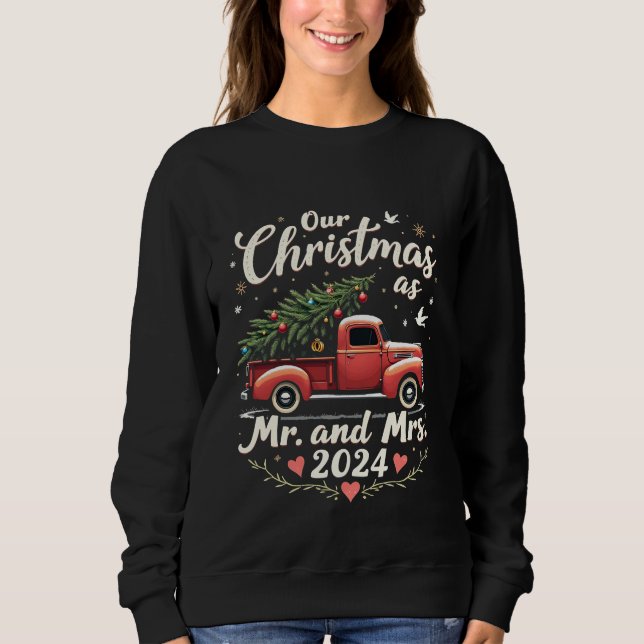 Moletom Nosso Natal como Sr e Sra 2024 Casais Combinando (Frente)