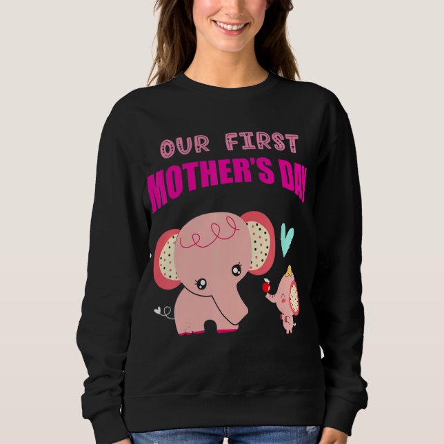Moletom Nosso primeiro elefante de Dia de as mães (Frente)