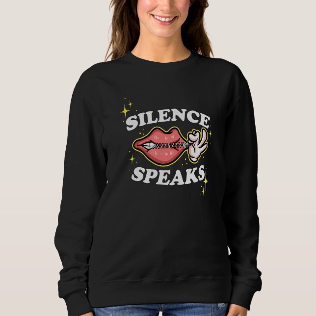 Moletom Not Speaking Lips Zipped Shut Silence Speaks   (Frente)