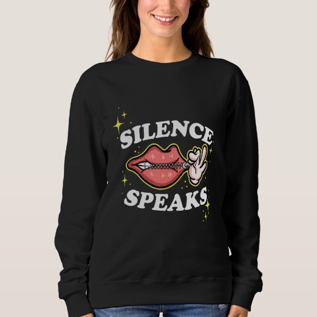 Moletom Not Speaking Lips Zipped Shut Silence Speaks (Frente)