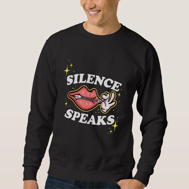 Moletom Not Speaking Lips Zipped Shut Silence Speaks (Frente)