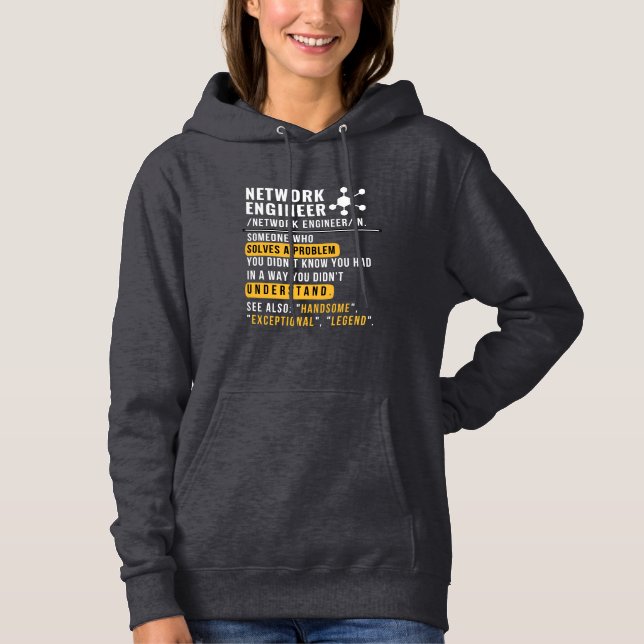 Moletom Noun Engenheiro de rede Engraçado Hoodie Tech (Frente)