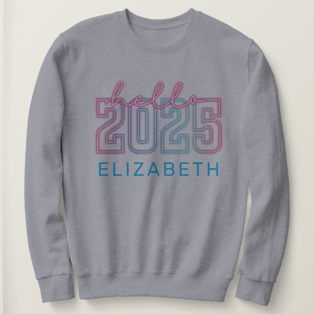 Moletom Nova Cinza 2025 Vibes, Retro Neon (Frente do Design)