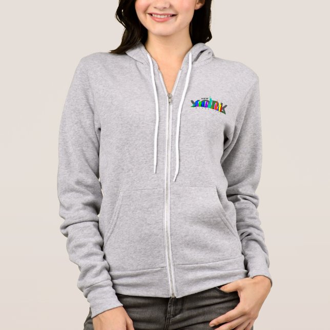 Moletom Nova Iorque | Cheio-zip-Hoodie, de uso feminino (Frente)