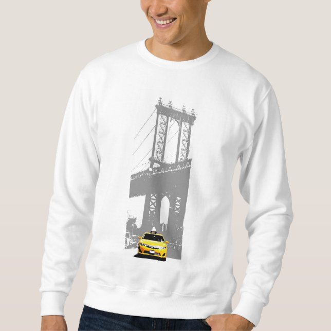 Moletom Nova Iorque Nyc Yellow Taxi Brooklyn Bridge Mens (Frente)