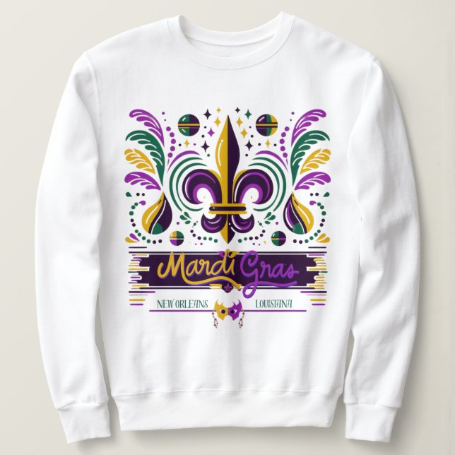 Moletom Nova Orleans Mardi Gras verde-roxo (Frente do Design)