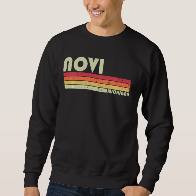 Moletom Novi Mi Michigan Funny City Home Roots Retro 70s (Frente)