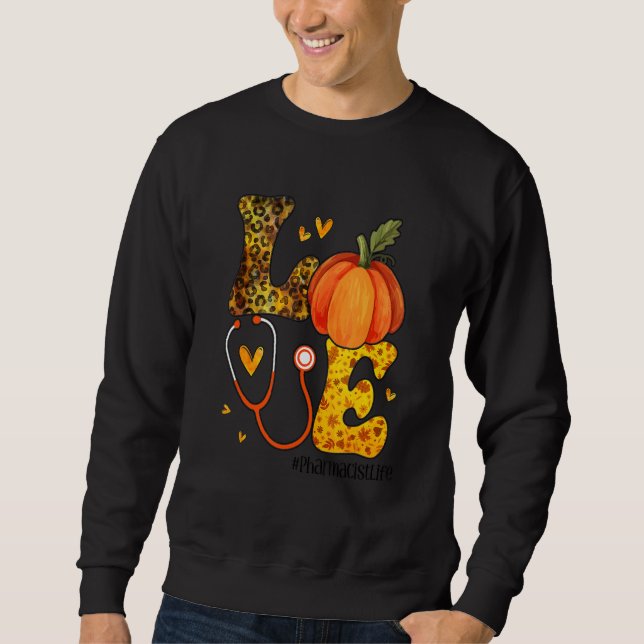 Moletom Nurse Leopard Pumpkin Thanksgiving Love Pharmacist (Frente)