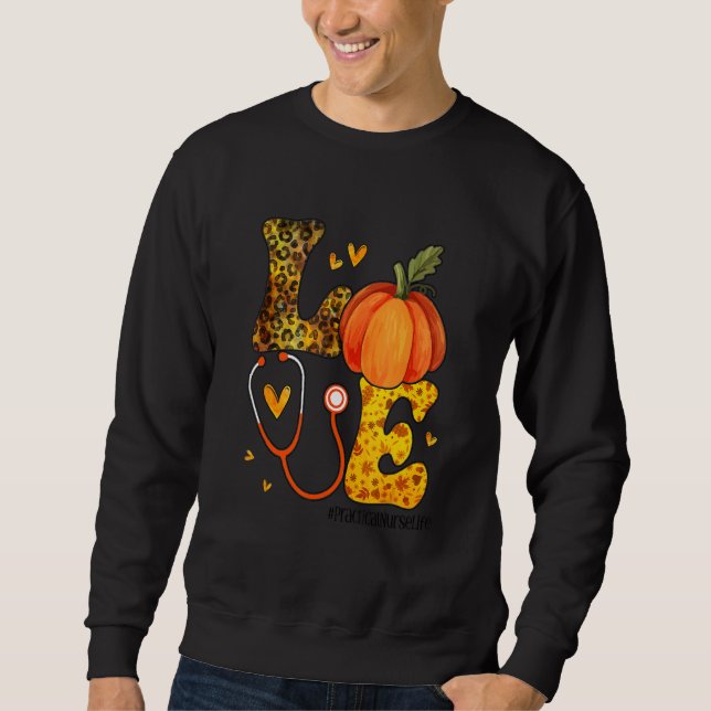 Moletom Nurse Leopard Pumpkin Thanksgiving Love Practical  (Frente)