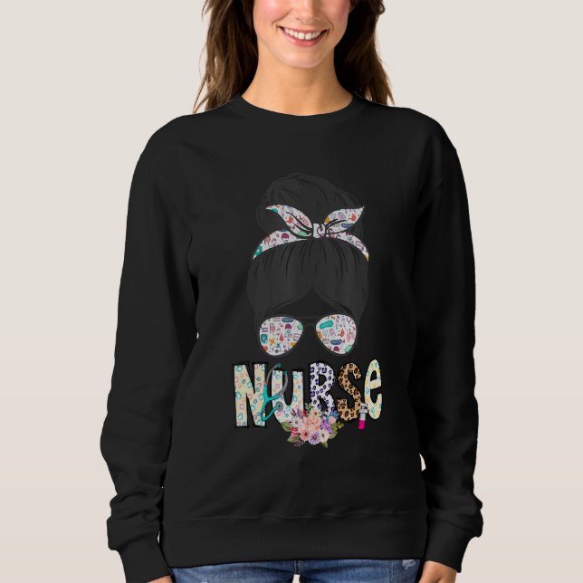 Moletom Nurse Life Healthcare Leopard  Nurse Life Messy Bu (Frente)