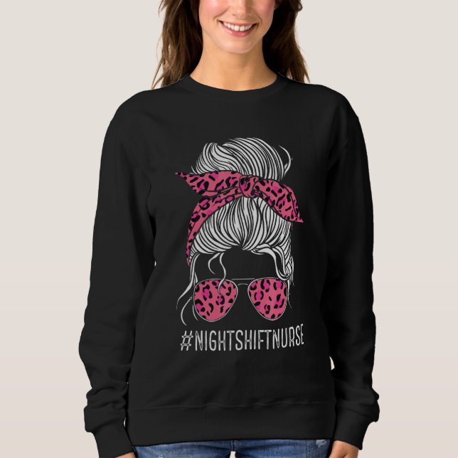 Moletom Nurse Night Shift Pink Leopard Nursing Appreciatio (Frente)