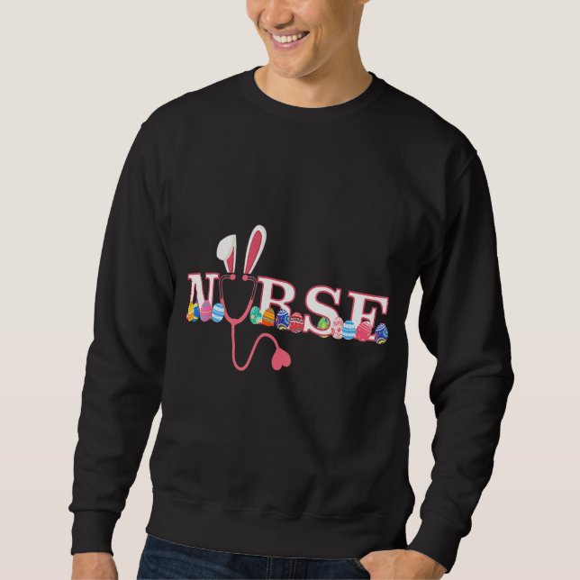 Moletom Nurselife Stethoscope Páscoa dia escrupulada coelh (Frente)