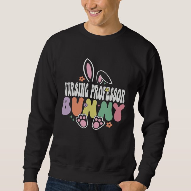 Moletom Nursing Professor Bunny Easter Day Groovy Family M (Frente)