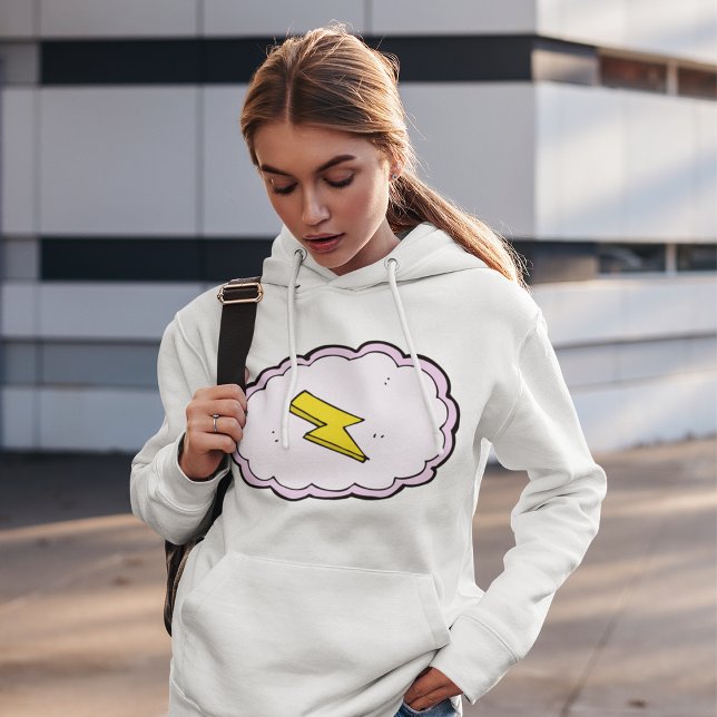 Moletom Nuvem Cor-de-rosa Hoodie Relâmpago Amarelo (Criador carregado)