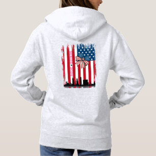 Moletom NYC Skyline Arco American Flag Mais velho Year T S