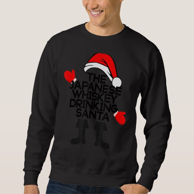 Moletom O Bebendo Whiskey japonês Papai noel Feriado (Frente)
