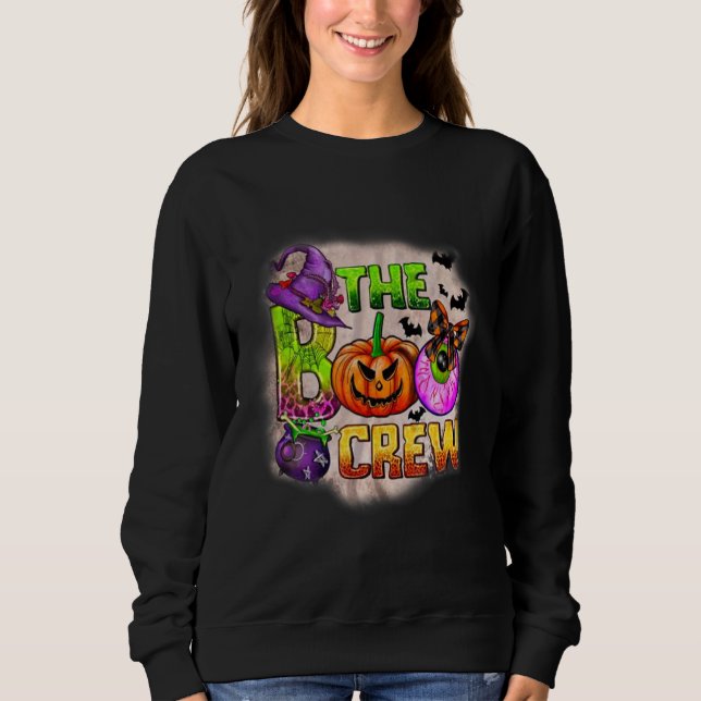 Moletom O Boo Crew Halloween Pumpkin Ghost Bat Spiderweb (Frente)
