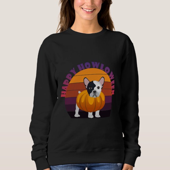 Moletom O Buldogue Francês Ghost Engraçado Cachorro Hallow (Frente)