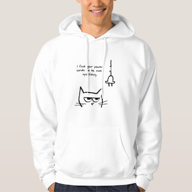 Moletom O gato ama cabos de alimentação - Hoodie engraçado (Frente)
