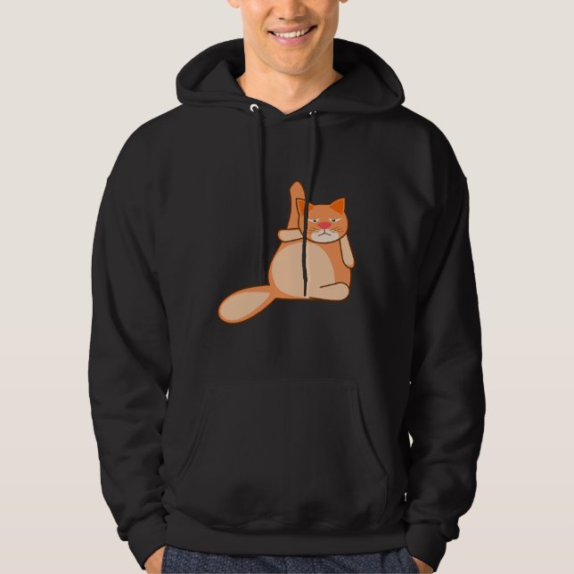 Moletom O Gato De Cor Laranja Mentindo E Levantando Sua Pe (Frente)