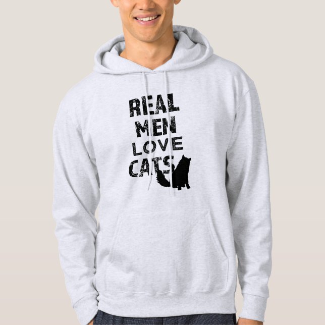 Moletom O hoodie dos homens engraçados dos gatos reais do (Frente)