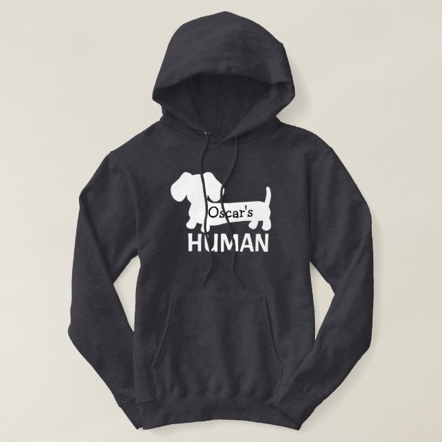 Moletom O Hoodie Personalizado Humano de Dachshund (Frente do Design)