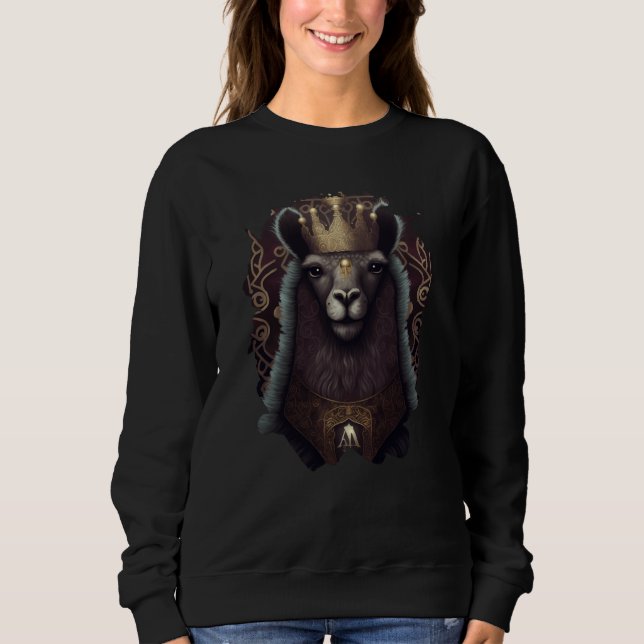 Moletom O majestoso rei alpaca com uma coroa (Frente)