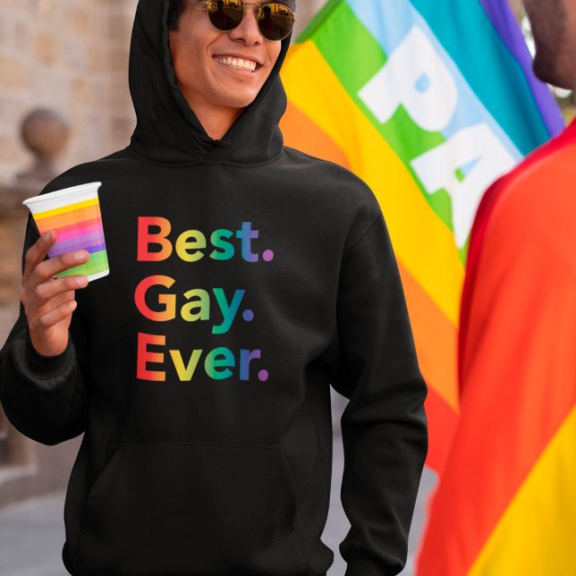 Moletom O melhor Gay de sempre do Rainbow Flag Hoodie LGBT (Criador carregado)