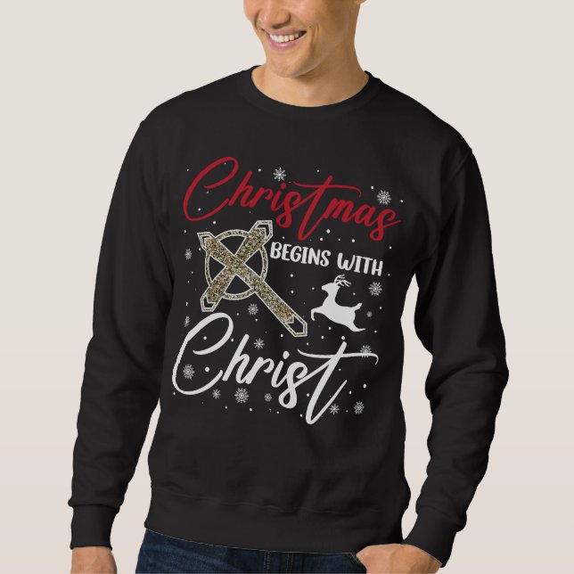 Moletom O Natal Começa Com Cristo Xmas Cristão (Frente)