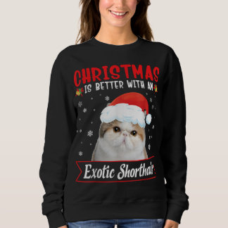 Moletom O Natal É Melhor Com Um Gato De Ar Curto Exótico M