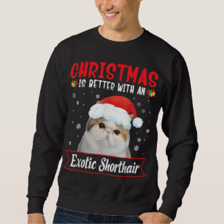 Moletom O Natal É Melhor Com Um Gato De Ar Curto Exótico M