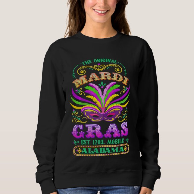 Moletom O original Mardi Gras Mobile Alabama 1703 (Frente)