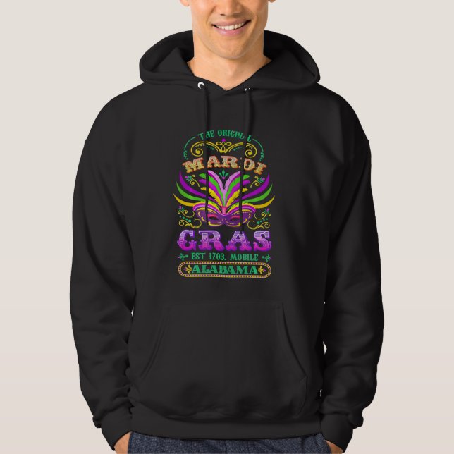 Moletom O original Mardi Gras Mobile Alabama 1703 (Frente)