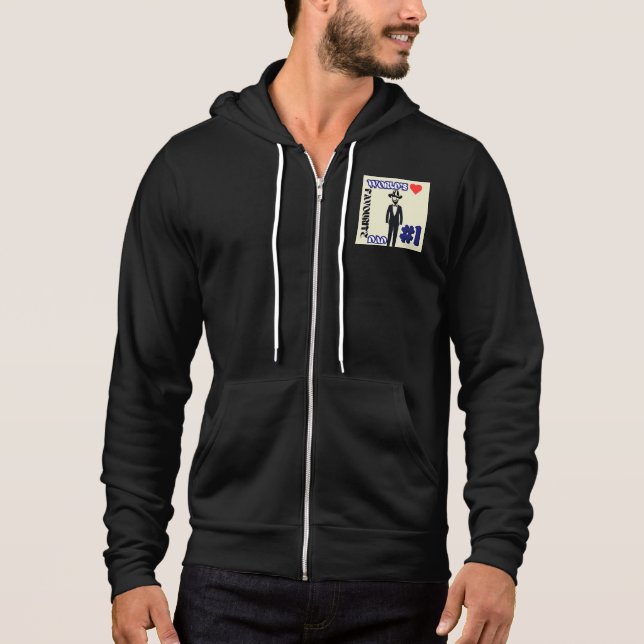 Moletom O Pai favorito nº 1 do manto preto Zip-up (Frente)