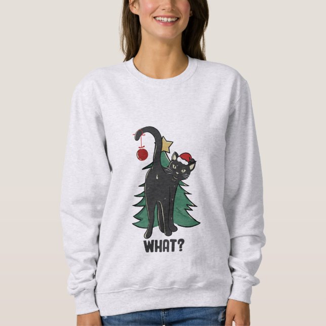 Moletom O quê? Design de Natal Black Cat Holiday (Frente)