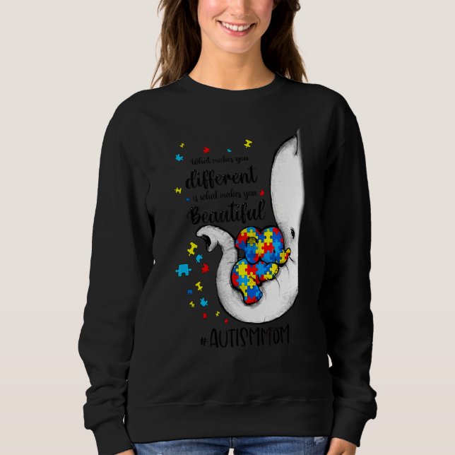 Moletom O Que Te Faz Diferente Elefante Mãe Autismo Sabe (Frente)
