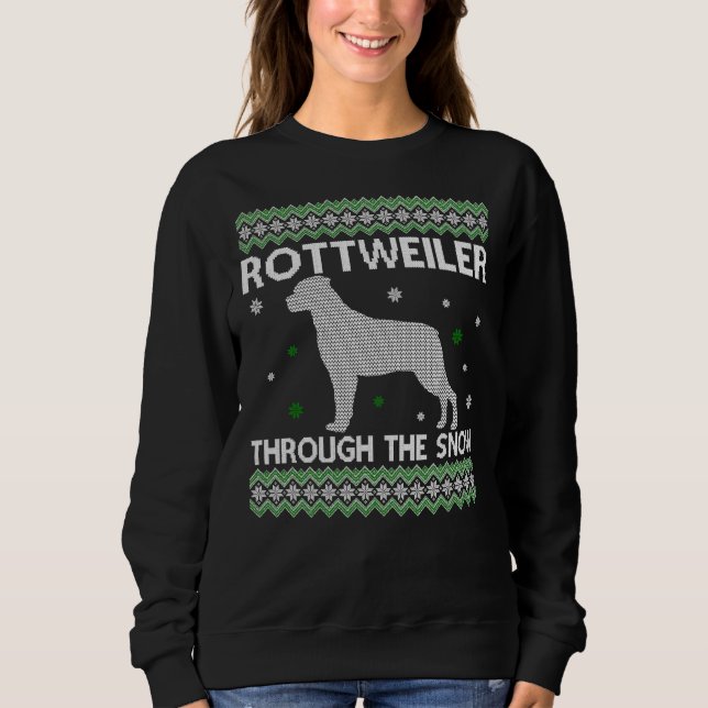 Moletom O Rottweiler Natal Através Da Neve (Frente)