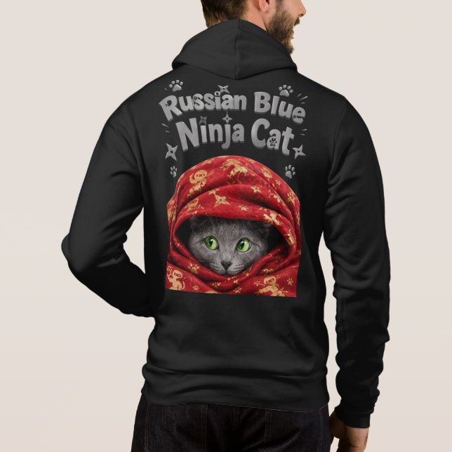Moletom O Sorrateiro e Empolado: Gato Ninja Azul Russo (Verso)