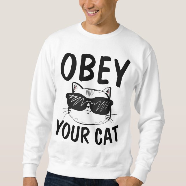 Moletom OBEDEÇAM SEU GATO, T-shirts Engraçadas (Frente)