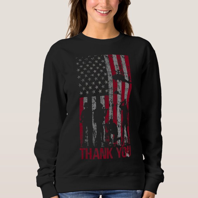 Moletom Obrigado Memorial Day Veteran Militar Flag Ameri (Frente)