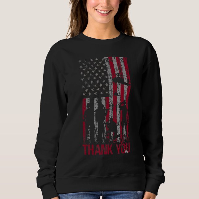 Moletom Obrigado Memorial Day Veteran Militar Flag Ameri (Frente)
