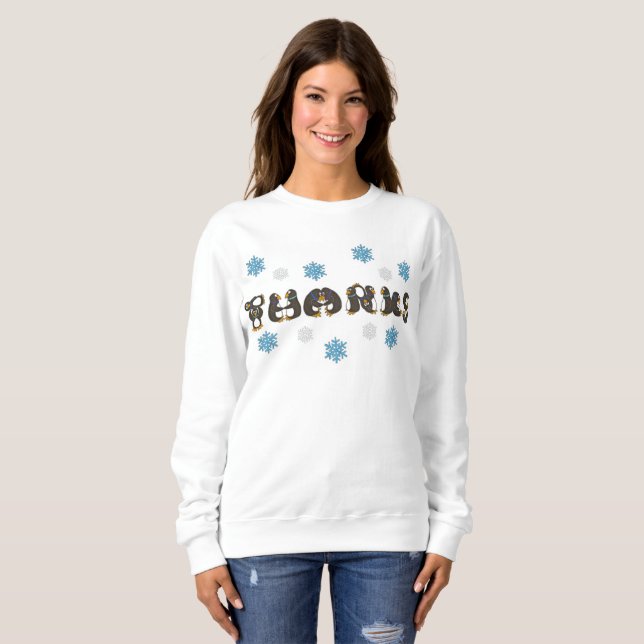 Moletom Obrigados Obrigado Penguin Winter Snowflake Holida (Frente Completa)
