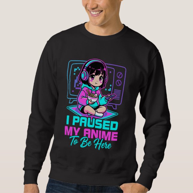 Moletom Observador de binge de fantasia Kawaii Eu pausei m (Frente)